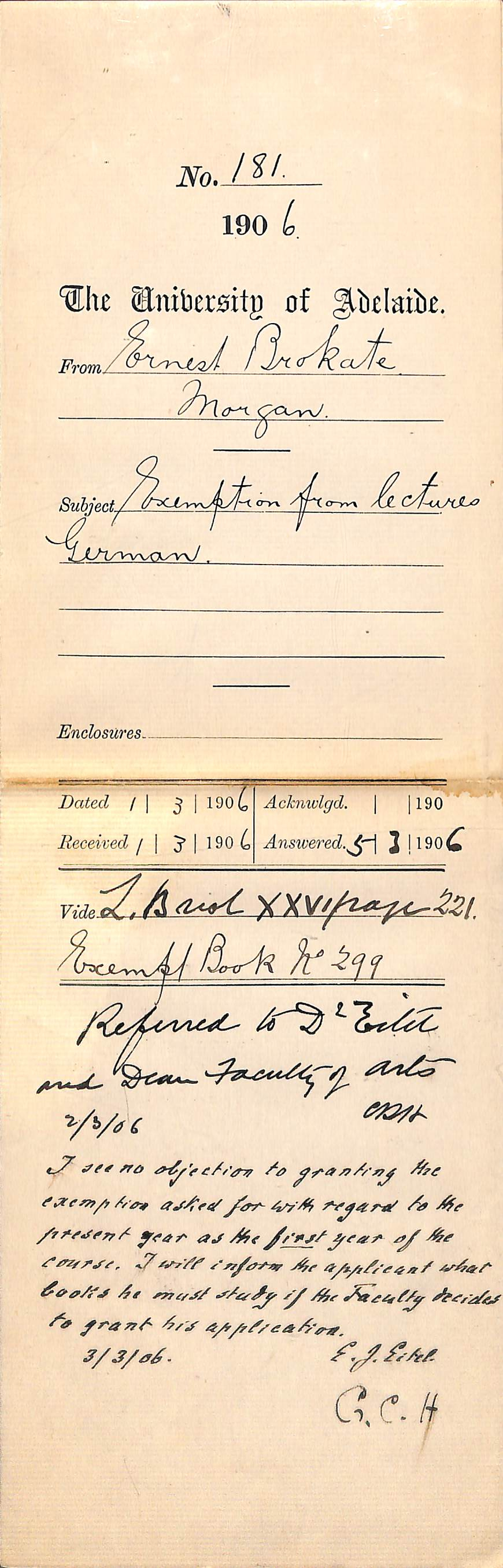 Exemption from lectures German