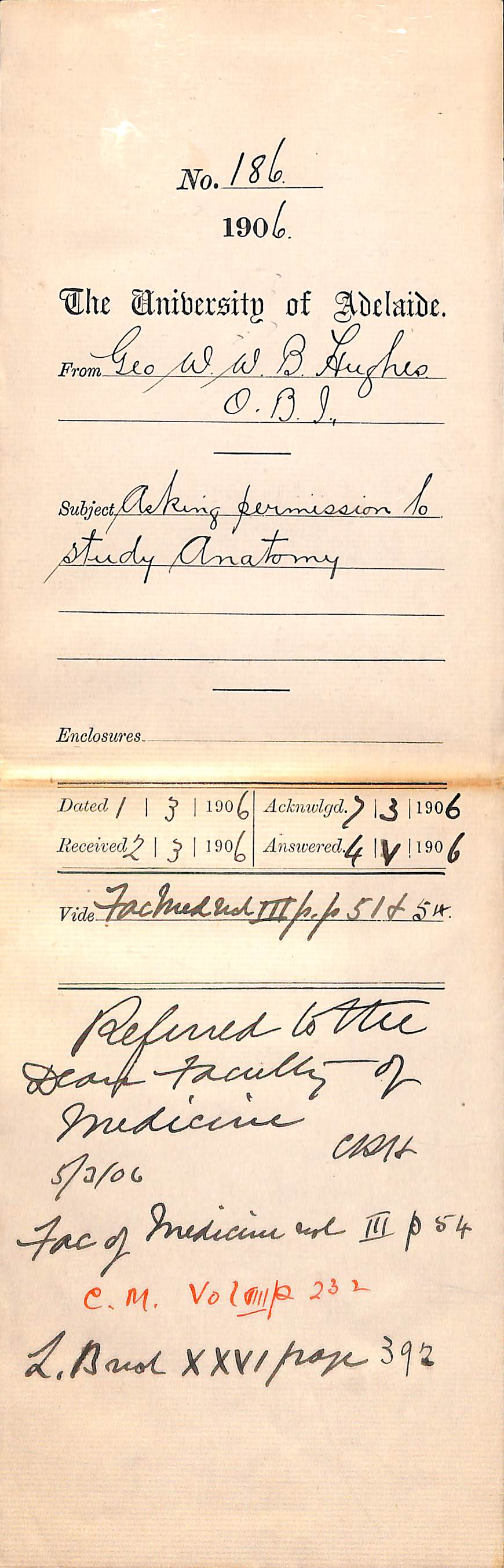 Asking permission to study Anatomy