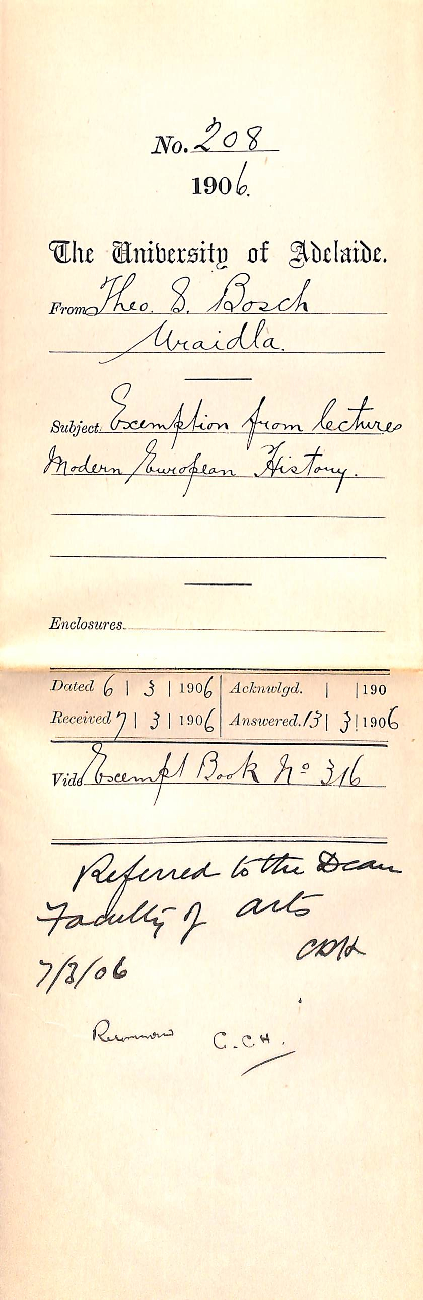 Exemption from lectures Modern European History - Bosch