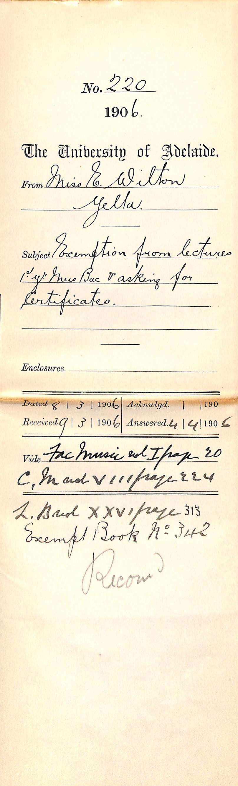 Exemption from lectures 1st Year Mus Bac and asking for Certificates