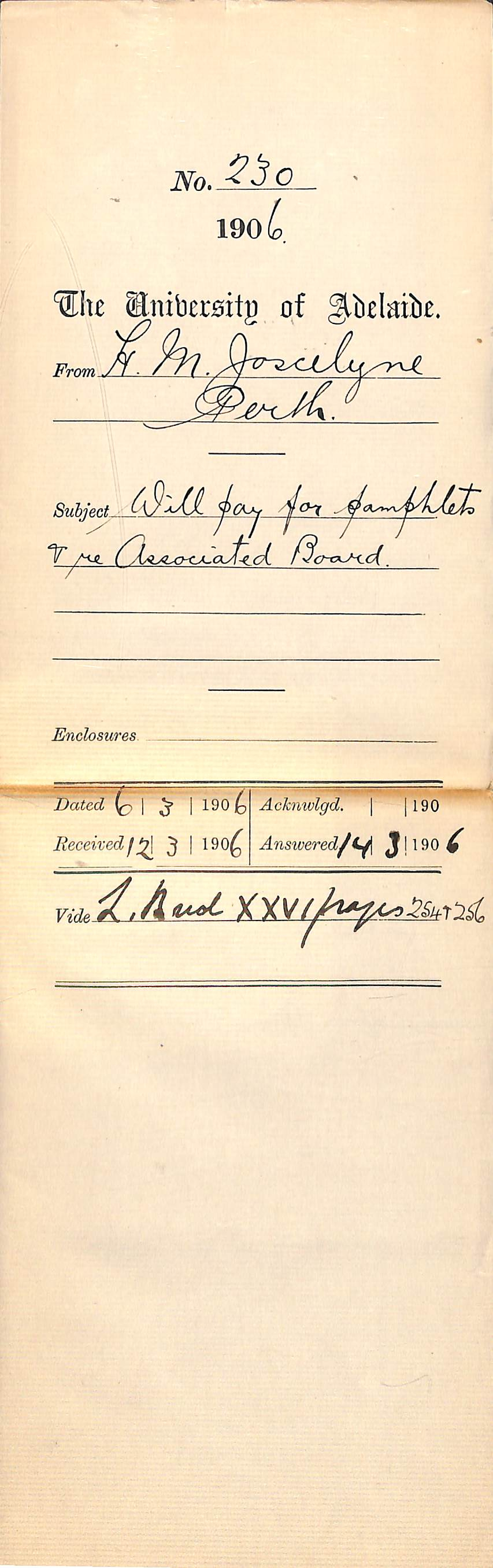 Will pay for Pamphlets and re Associated Board