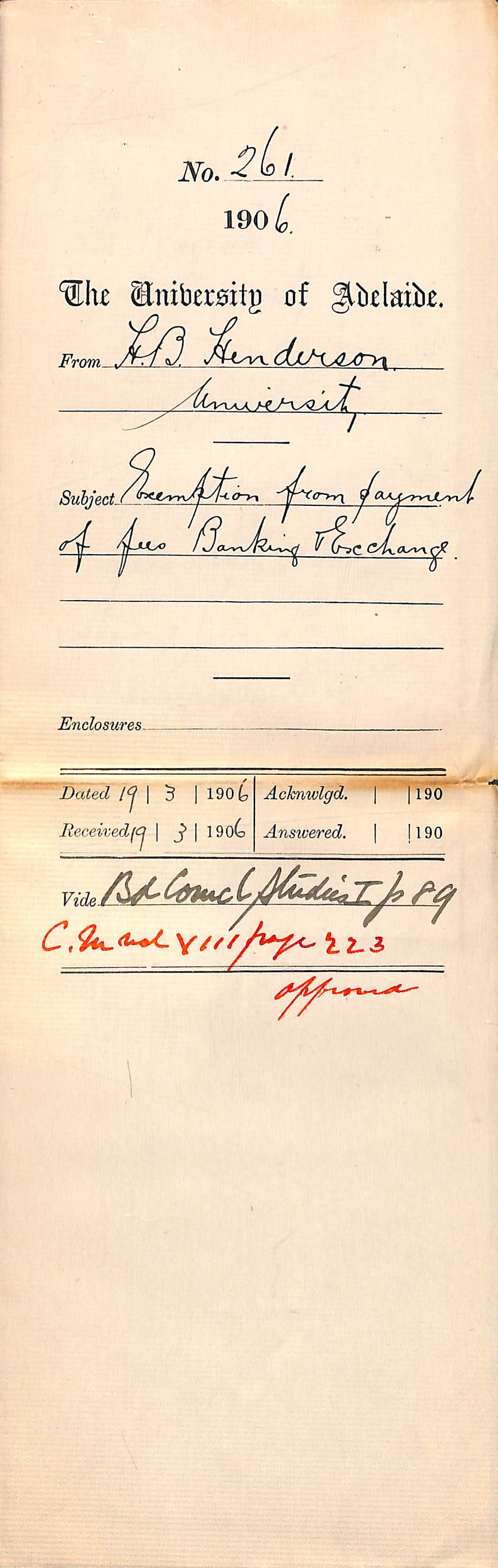 Exemption from payment of fees Banking and Exchange