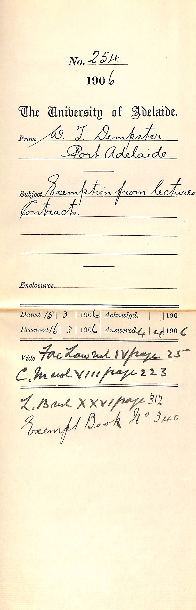 Exemption from lectures Contracts 