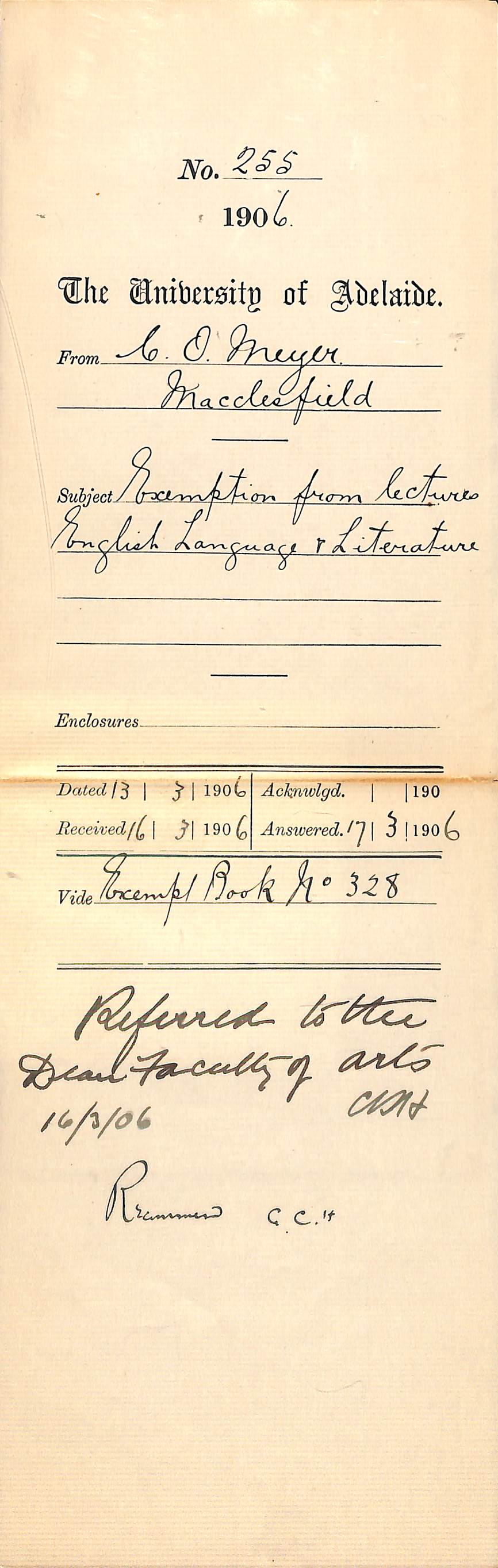 Exemption from lectures English Language and Literature