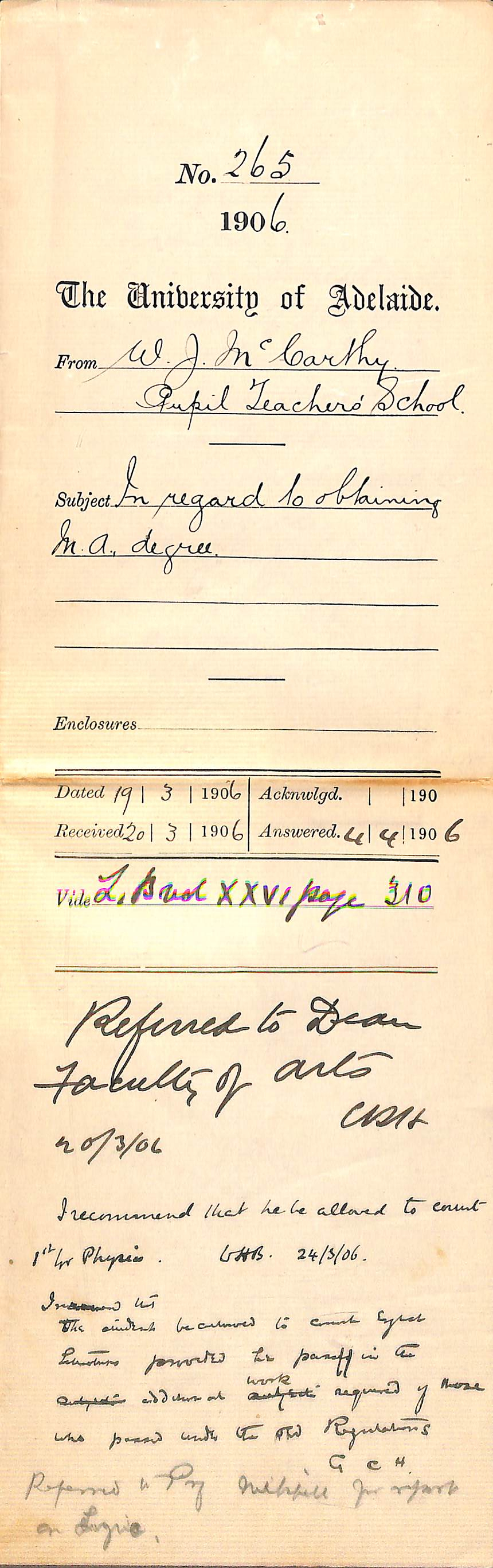 In regard to obtaining MA Degree