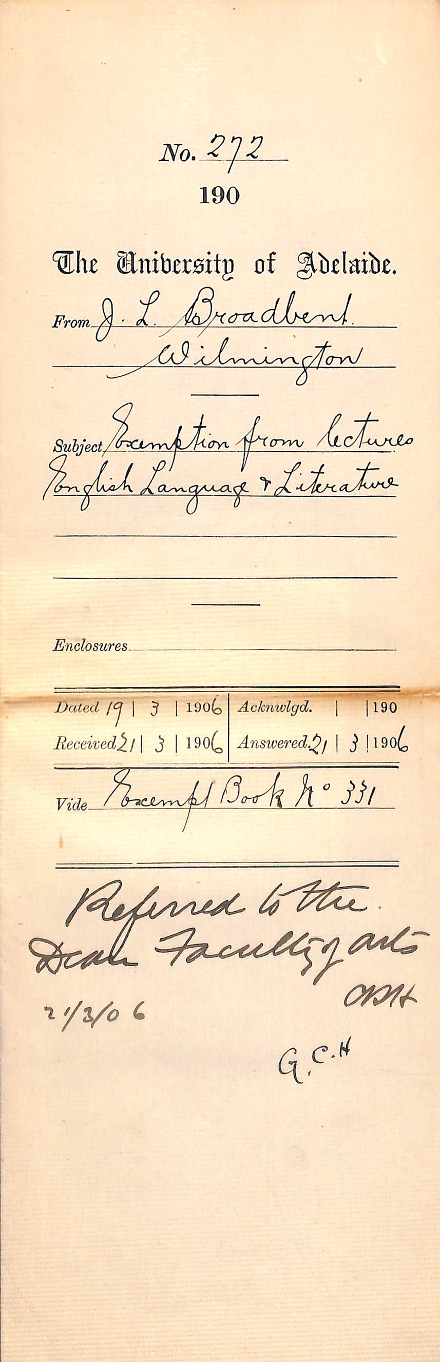 Exemption from lectures English Language and Literature 