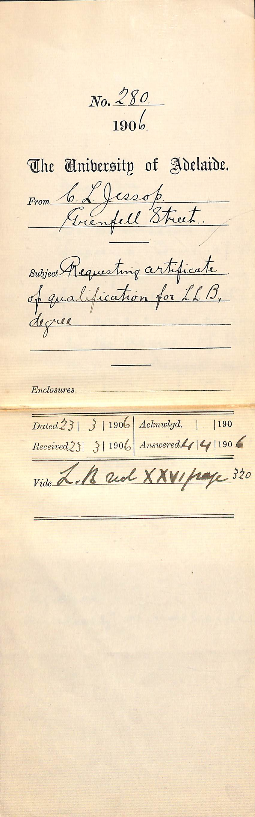 Requesting Certificate of qualification for LLB Degree