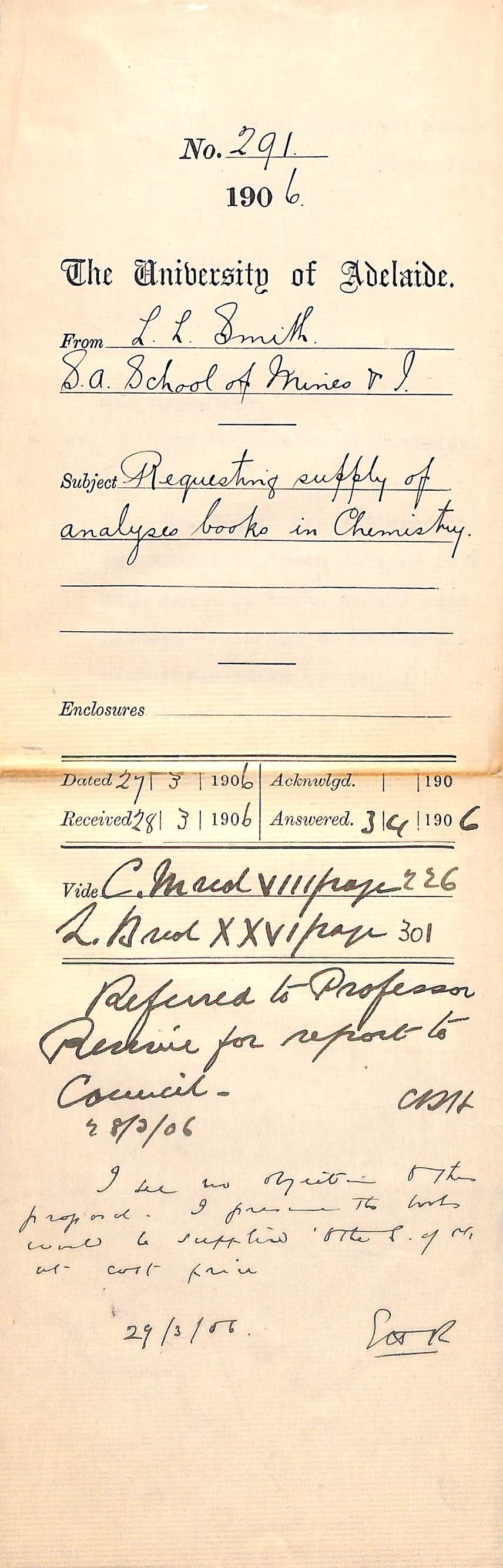 Requesting supply of Analyses Book in Chemistry