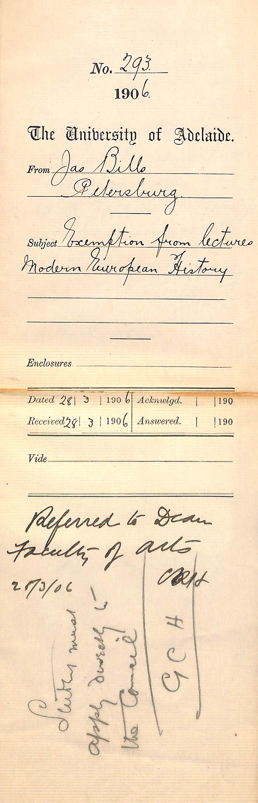 Exemption from lectures Modern European History 