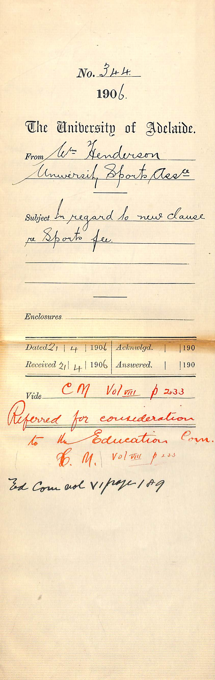 Regarding the new clause about the Sports fee