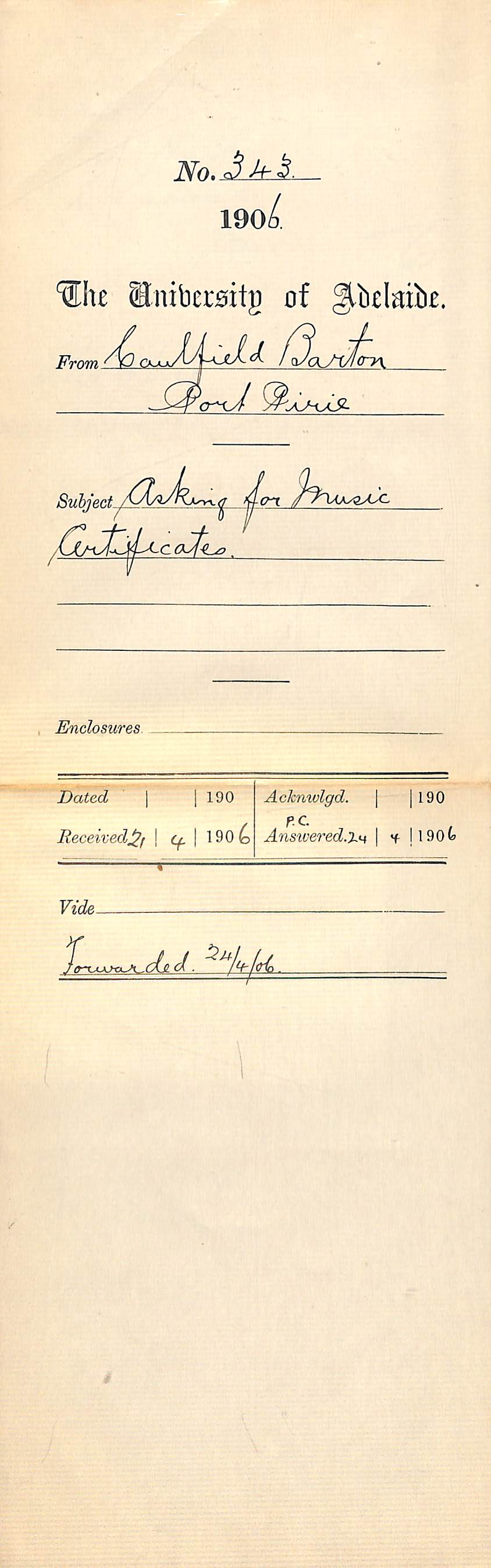 Requesting copies of music certificates