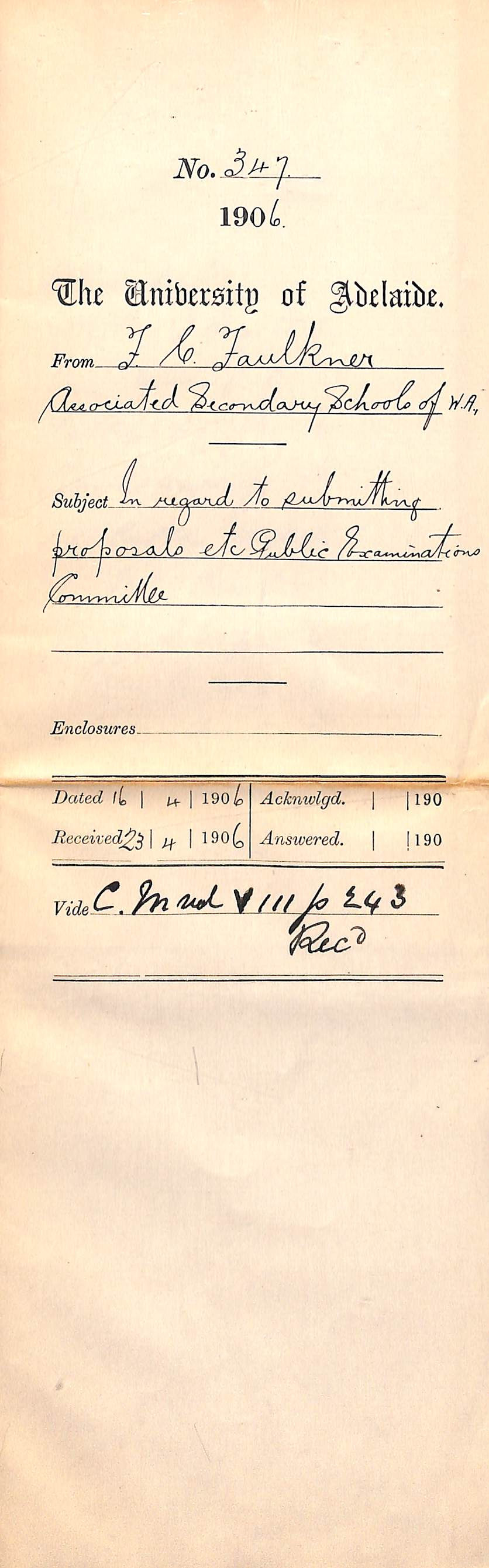 Regarding the submission of proposals