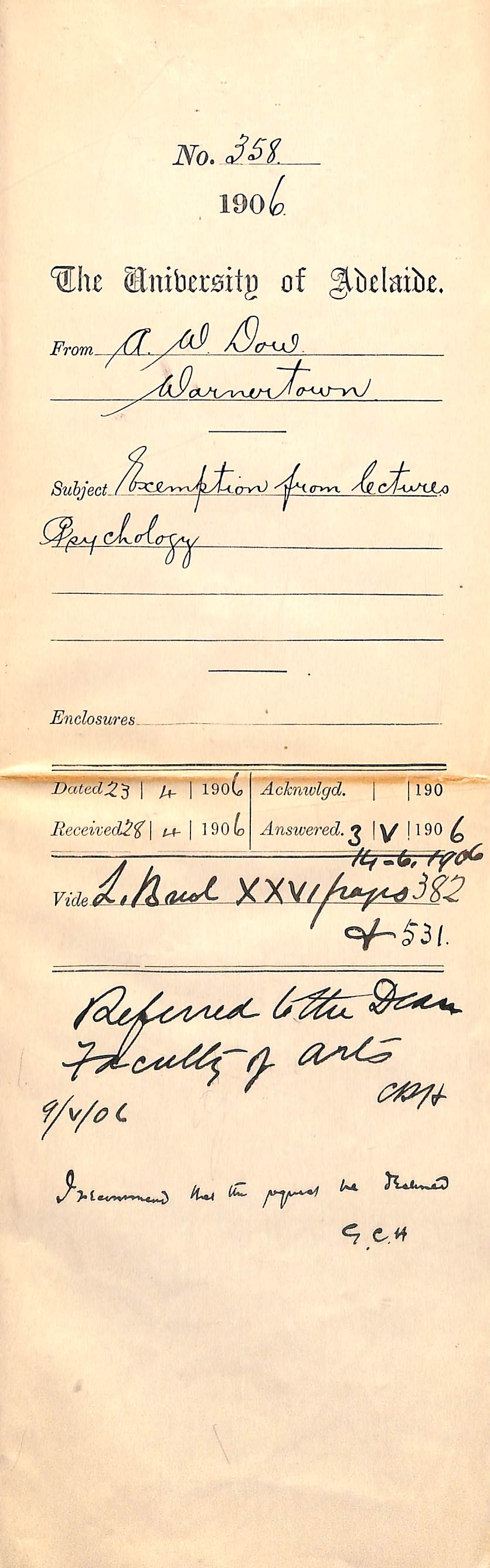 Requesting an exemption from Psychology Lectures