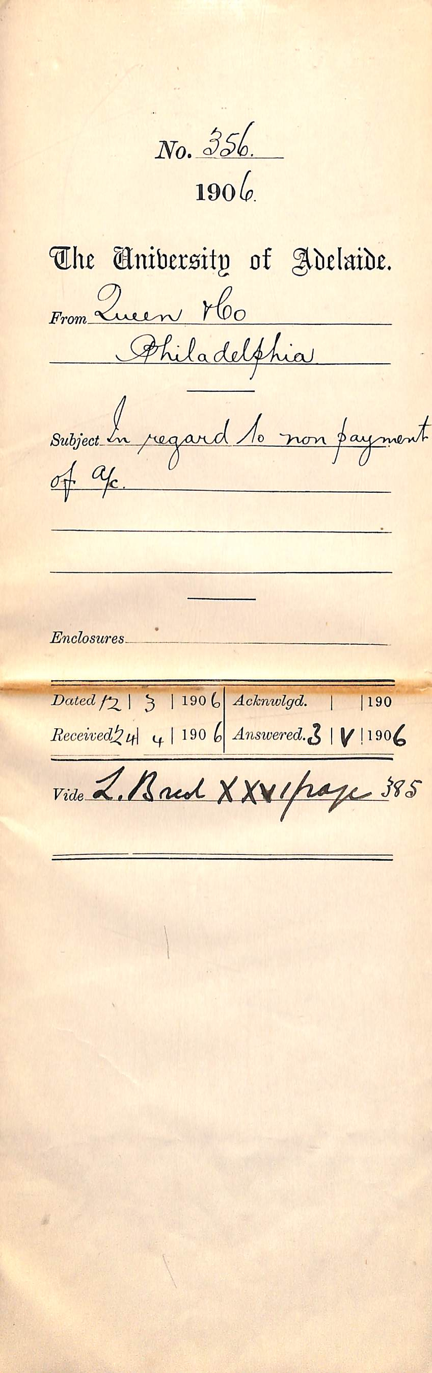 Regarding non-payment of an account