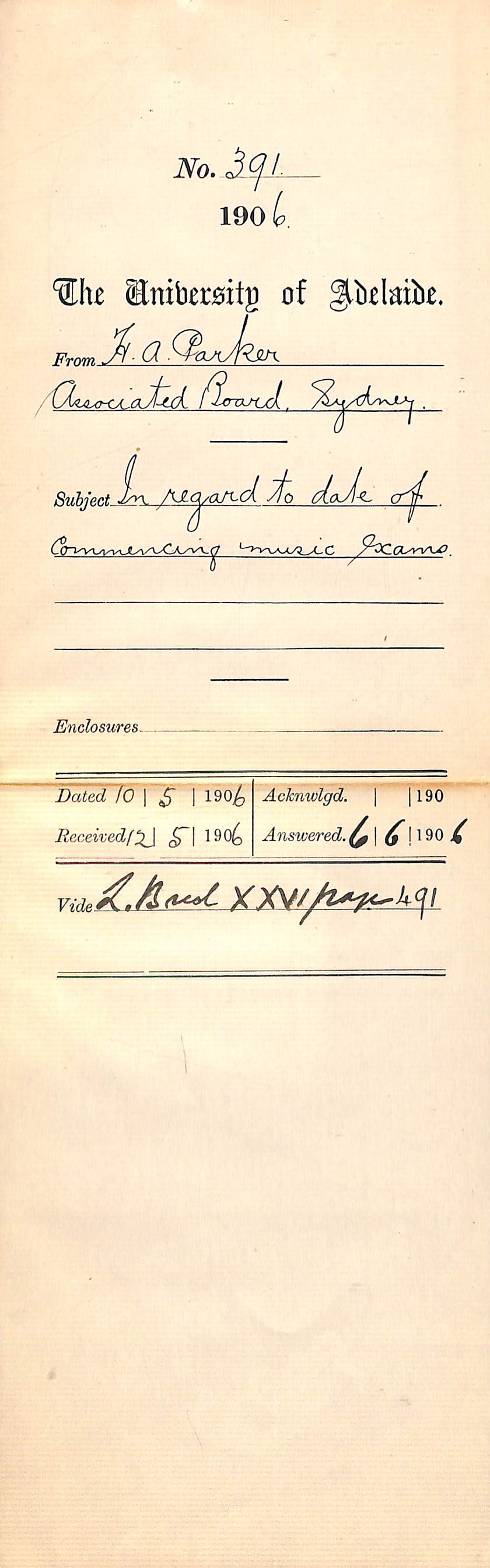 Regarding the music examinations