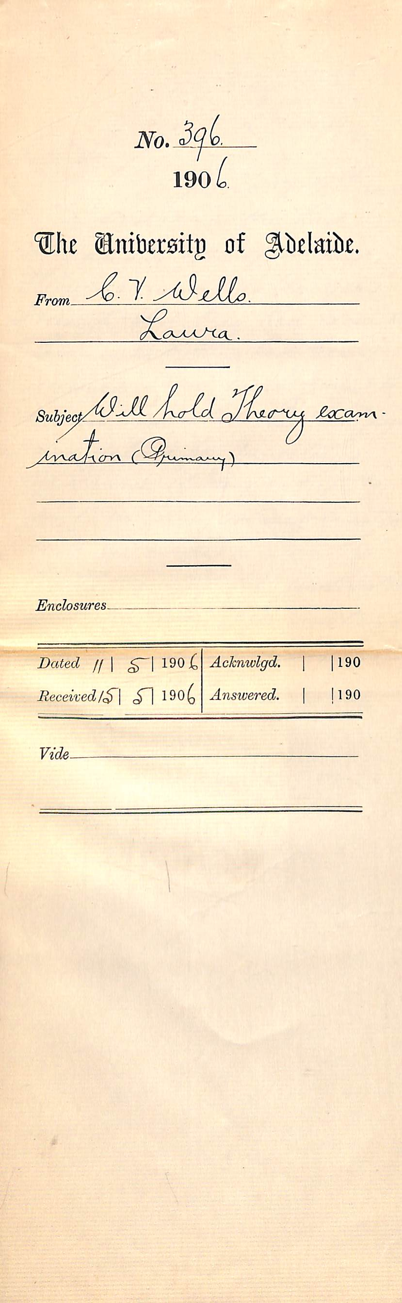 The examinations in Primary Theory will be held if necessary