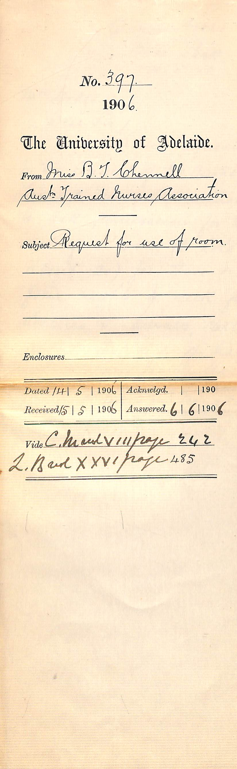 Requesting permission for the use of a room