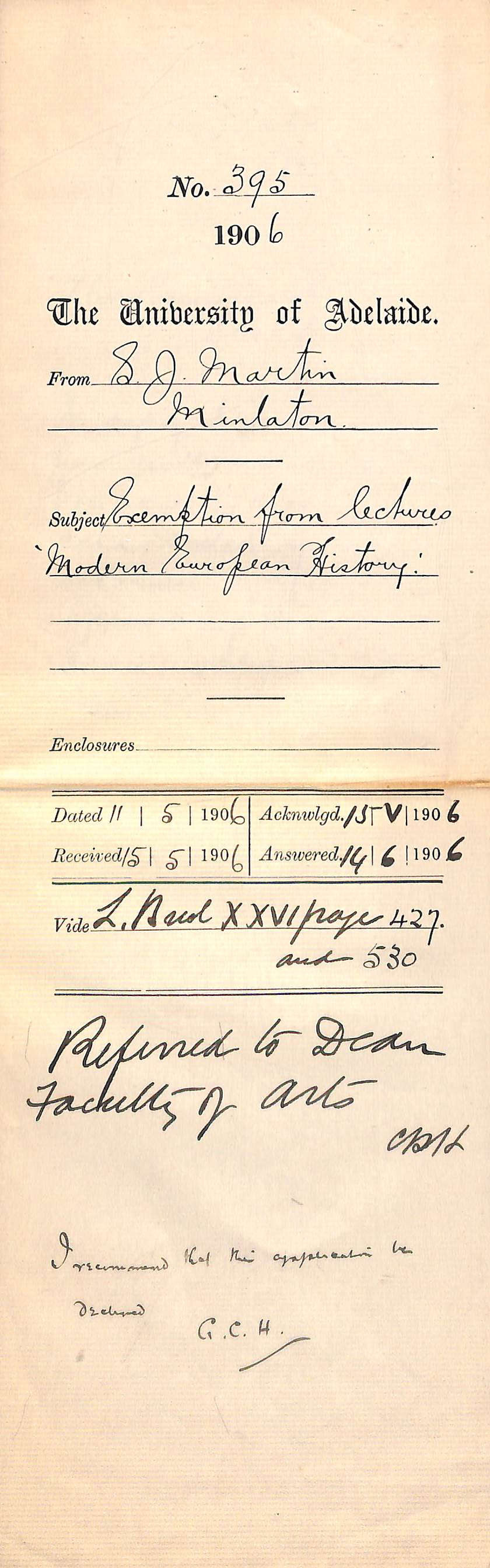 Requesting an exemption from Modern European History lectures