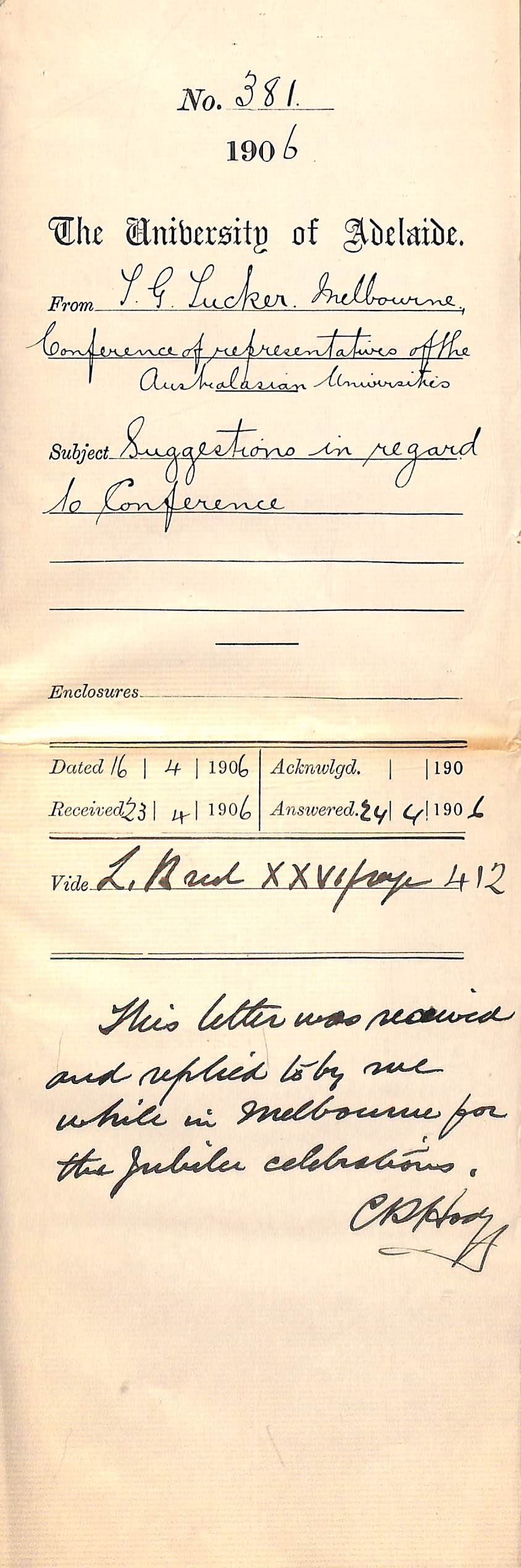 Suggestions regarding Conference