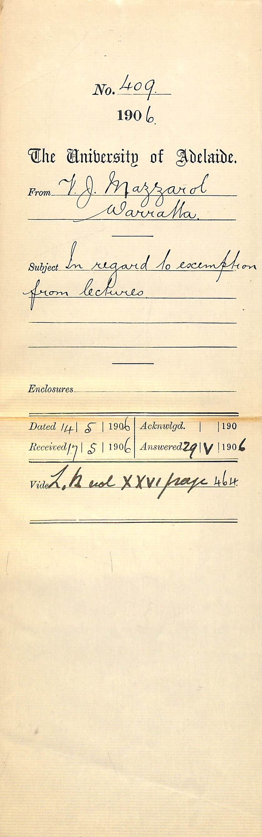 Requesting information regarding subjects and exemption from lectures