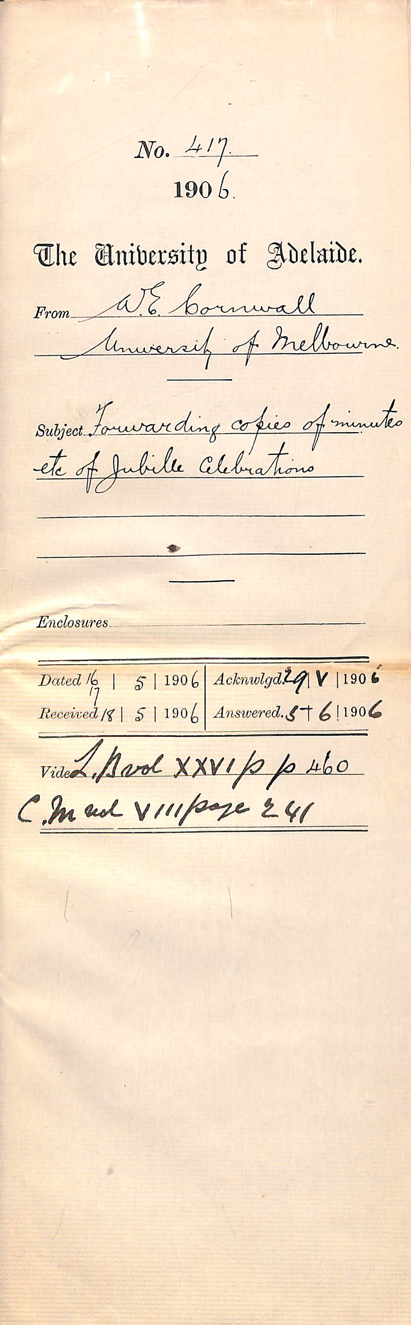 Letter and forwarded copies of minutes