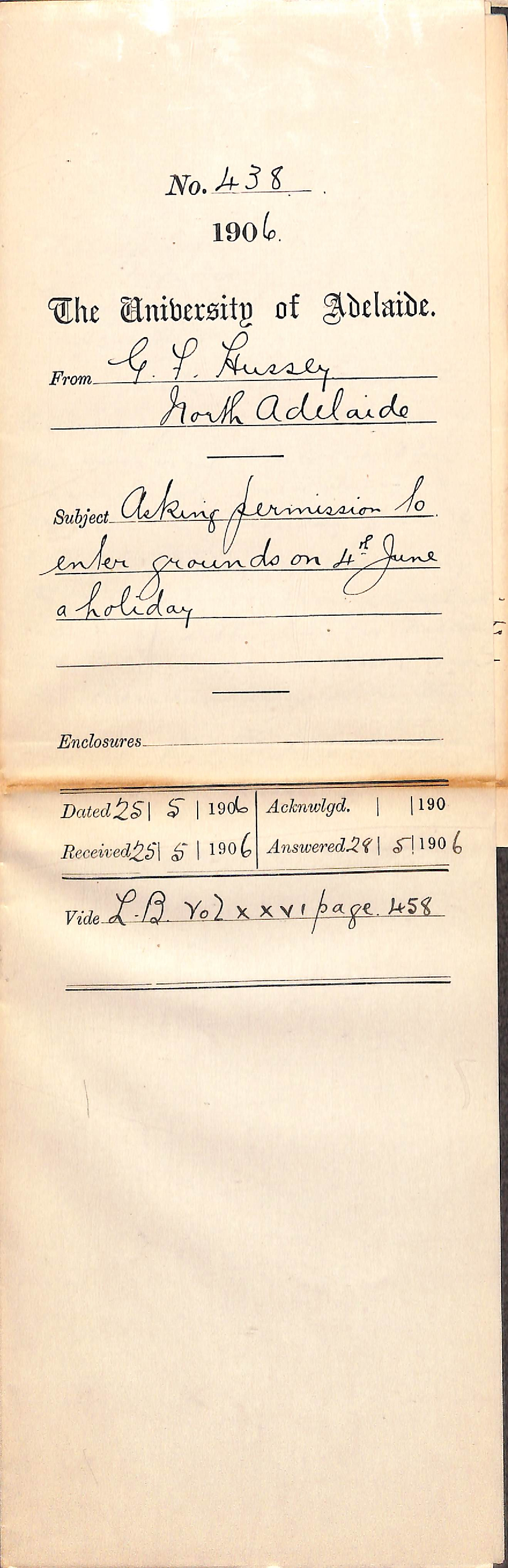 Requesting permission of use of grounds for a tennis match