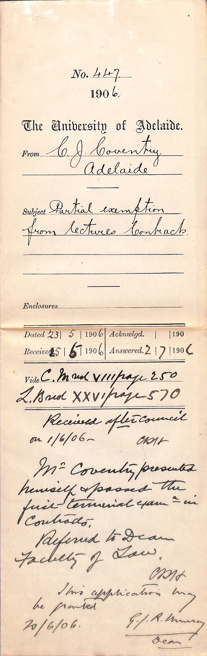 Requesting partial exemption from lectures