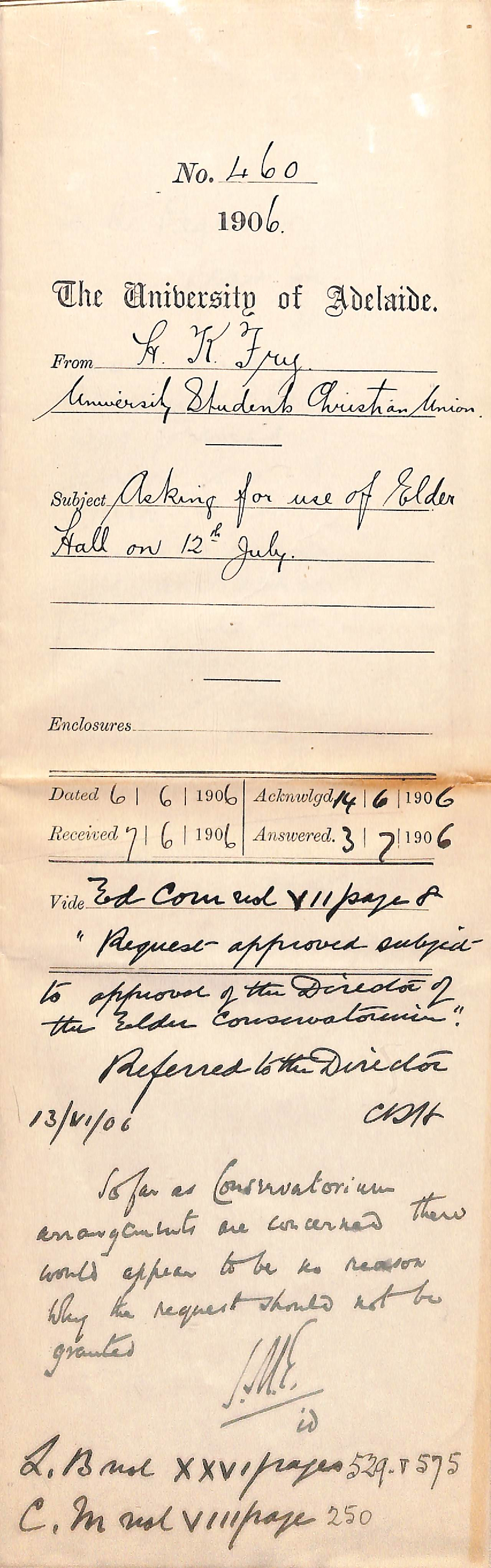 Requesting use of Elder Hall on July 12th