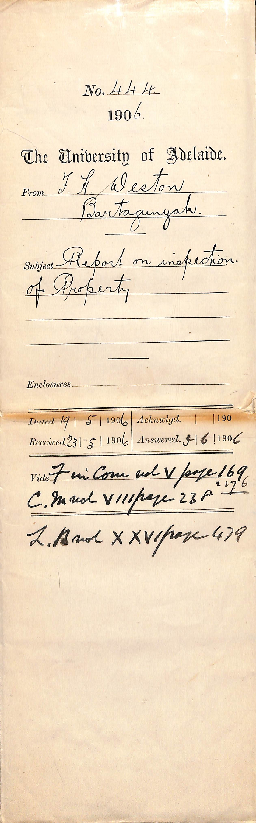 Report on inspection of property and old lease agreement enclosed