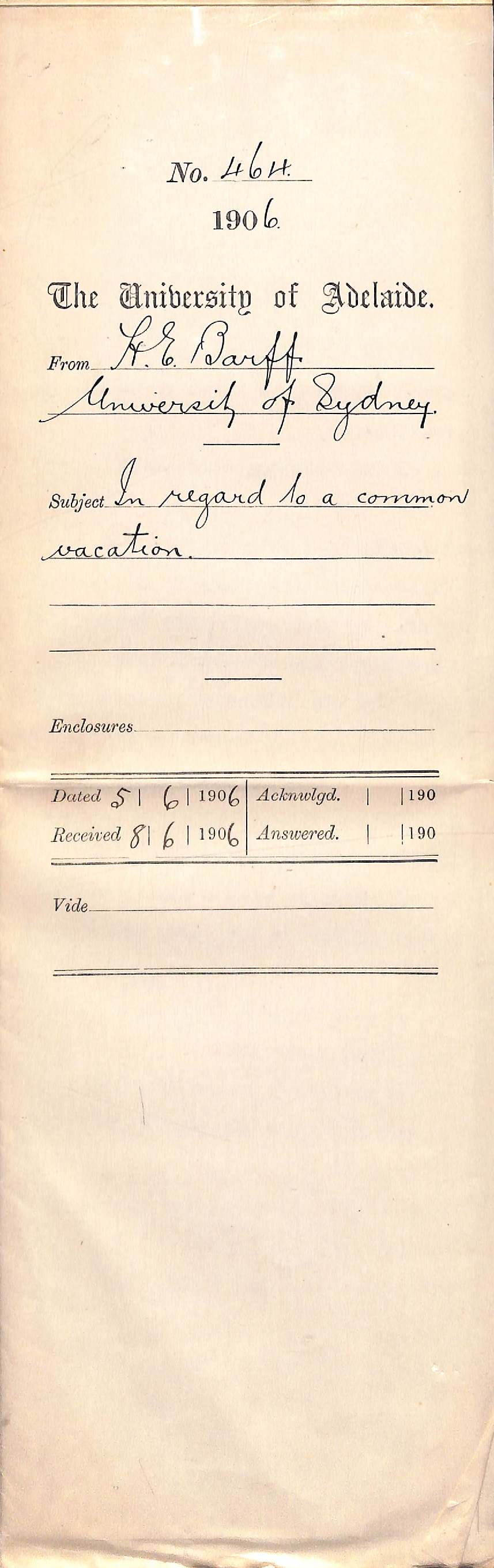 Regarding the organising of a common vacation period