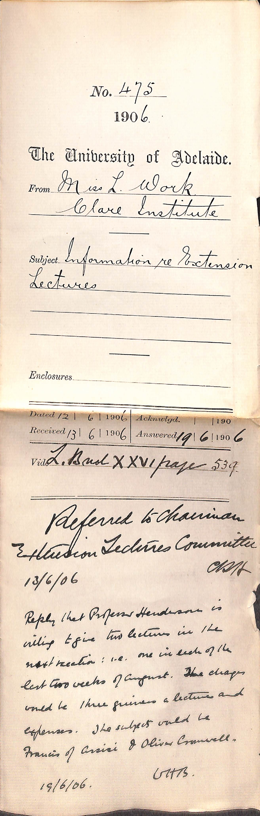 Information re Extension Lectures