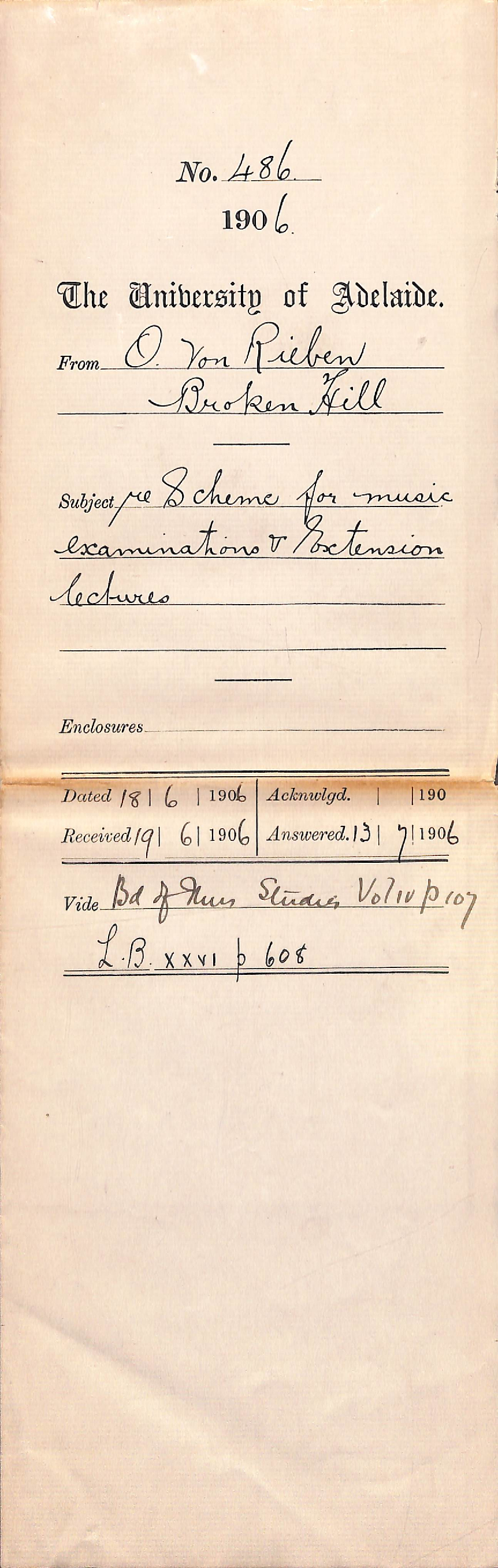 Scheme for Music Examinations and Extension Lectures
