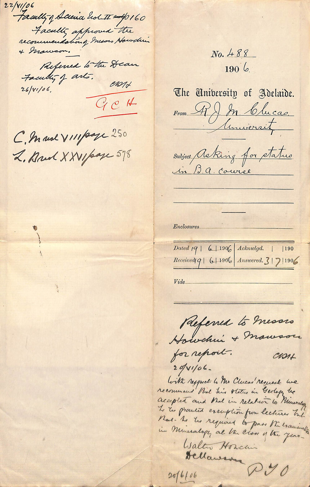 Asking for status in BA Course