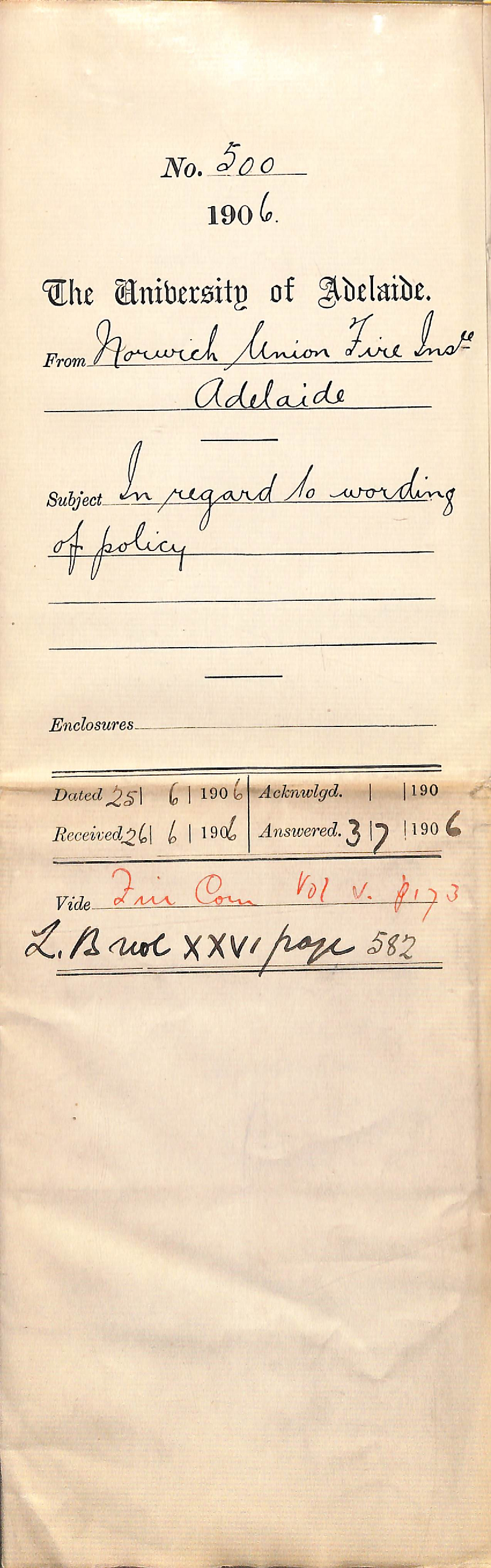 In regard to wording of Policy