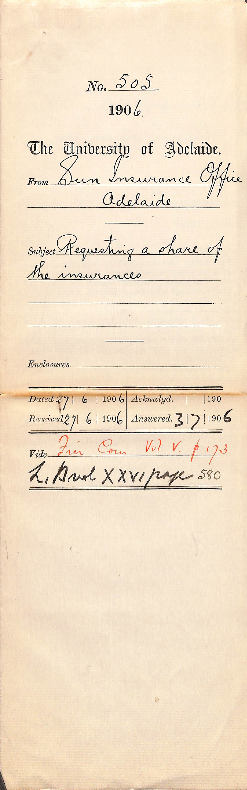 Requesting a share of the Insurances