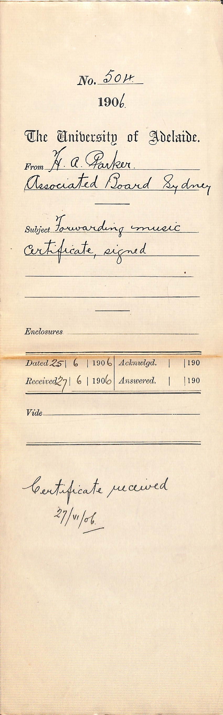 Forwarding Music Certificates signed