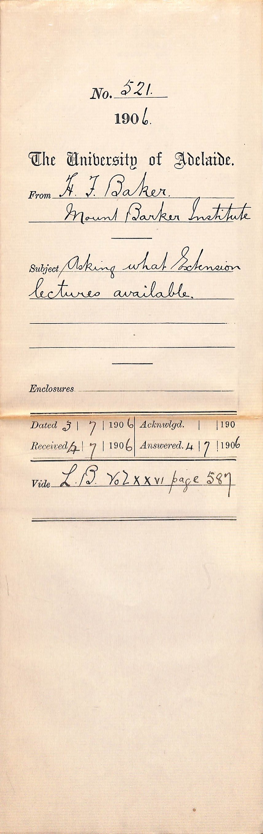 Asking what Extension Lectures available