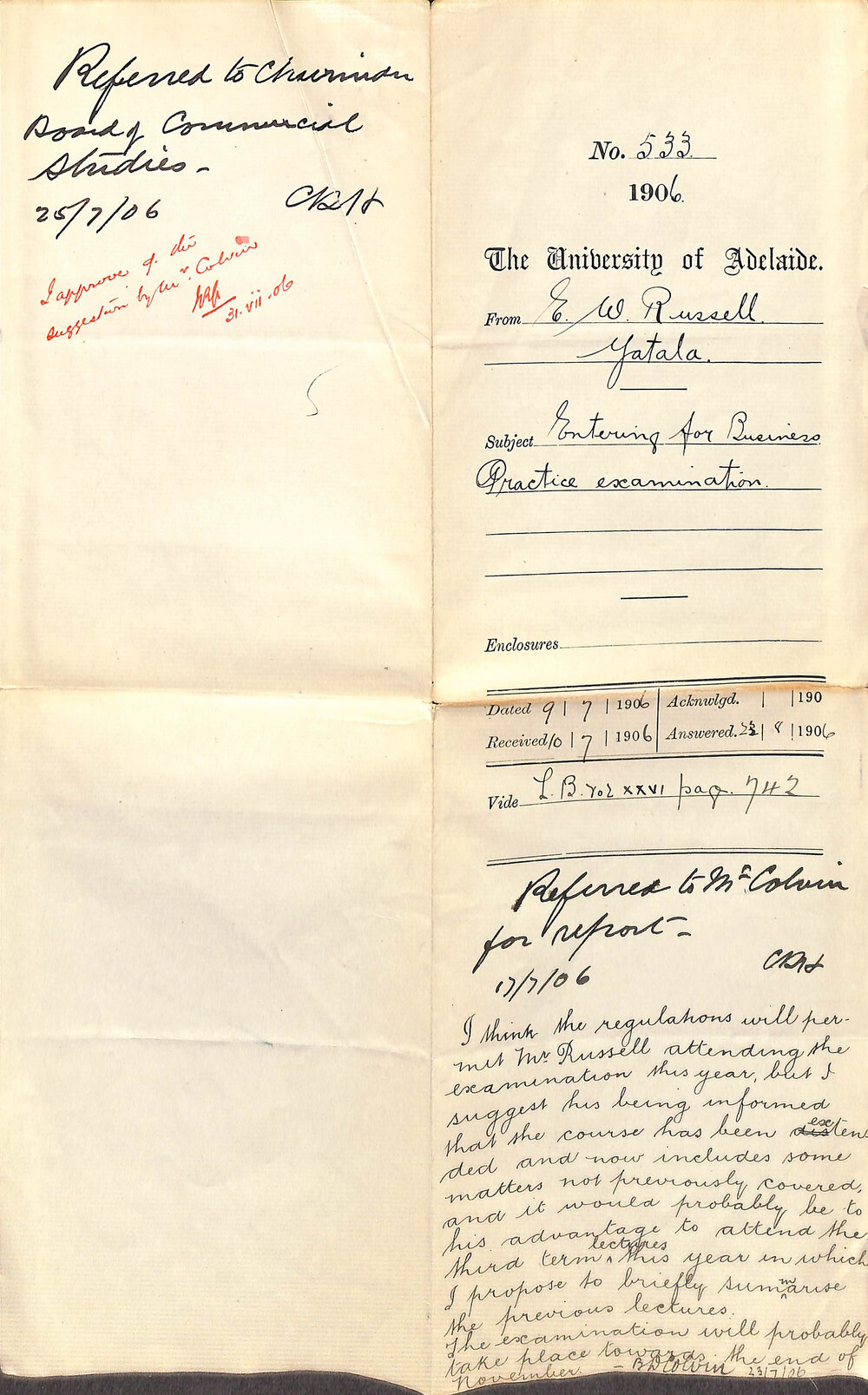 Entering for Business Practice Examination