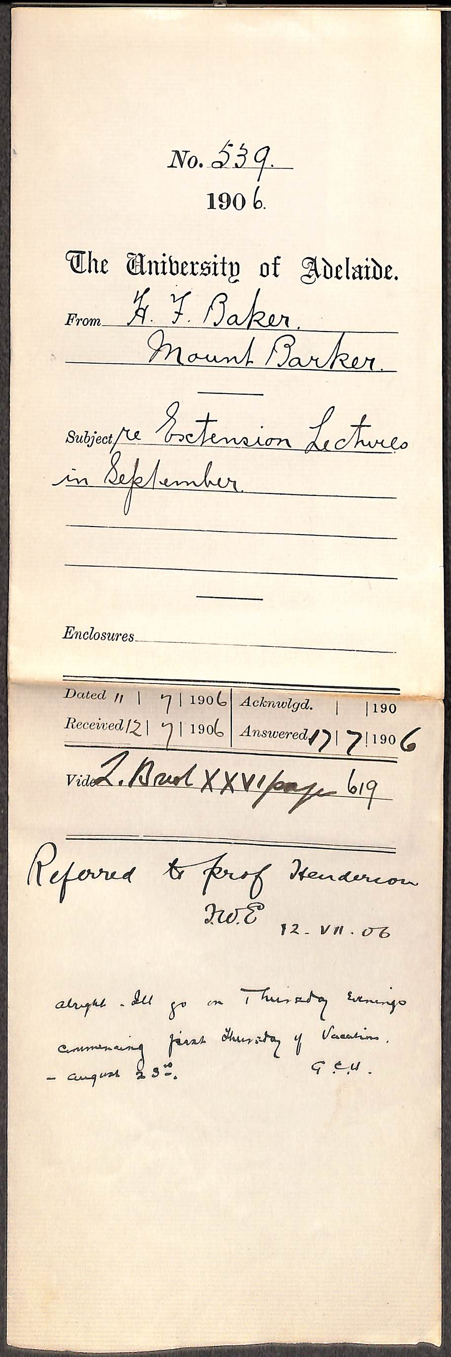 Extension Lectures in September