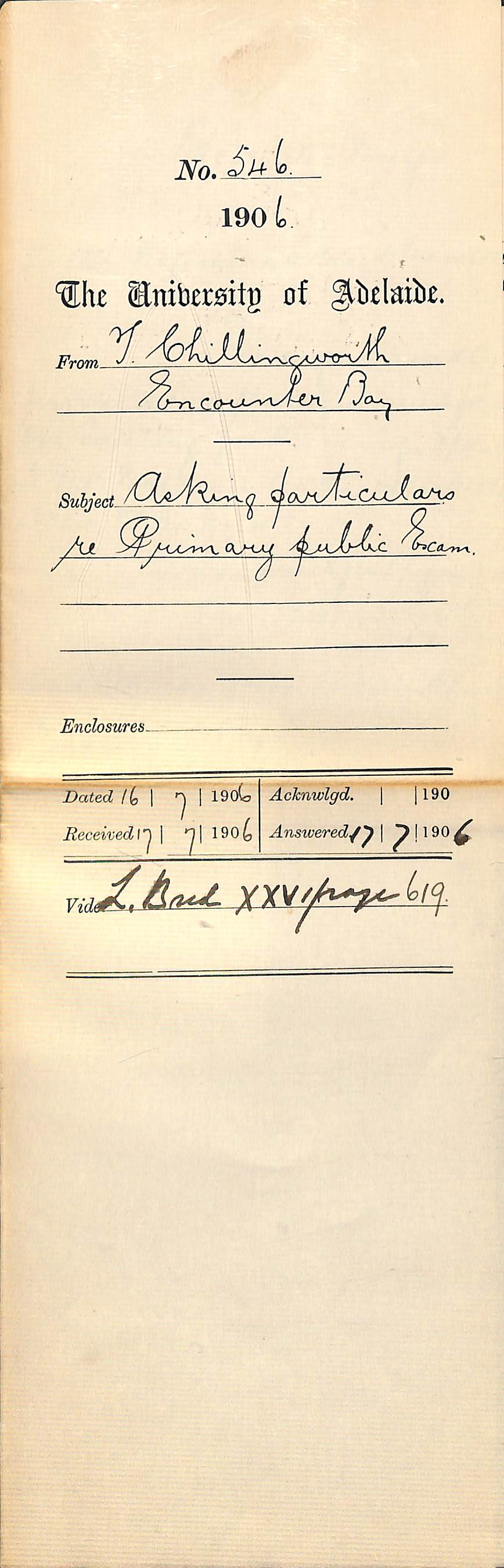 Asking particulars re Primary Public Exam