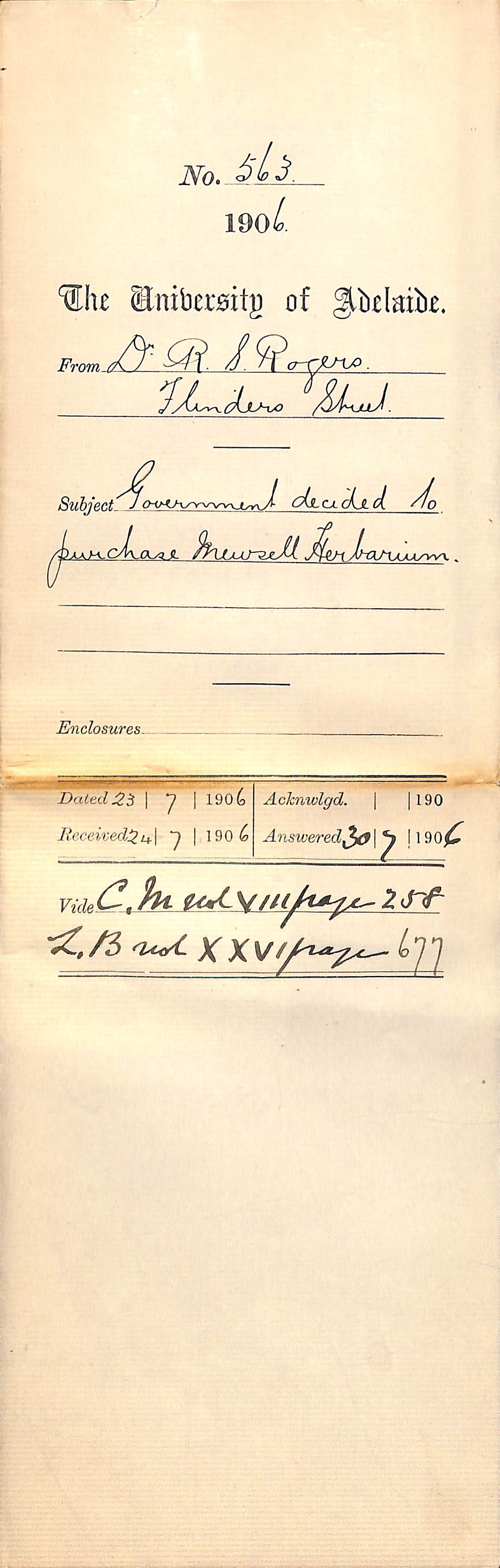 Government decided to purchase Mewsell Herbarium