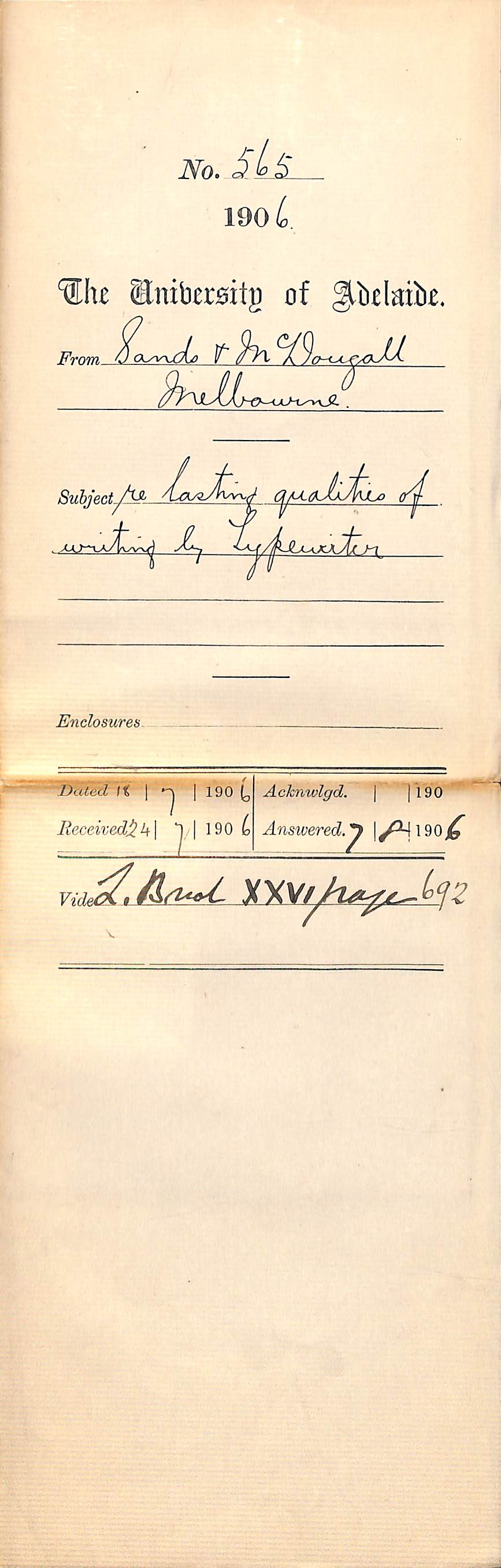 Lasting qualities of writing by Typewriter