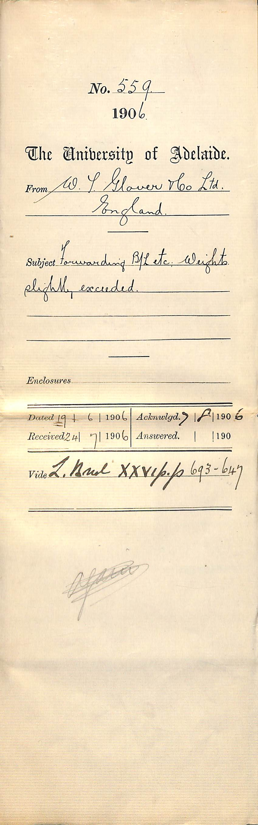 Forwarding Bill of Lading etc Weight slightly exceeded