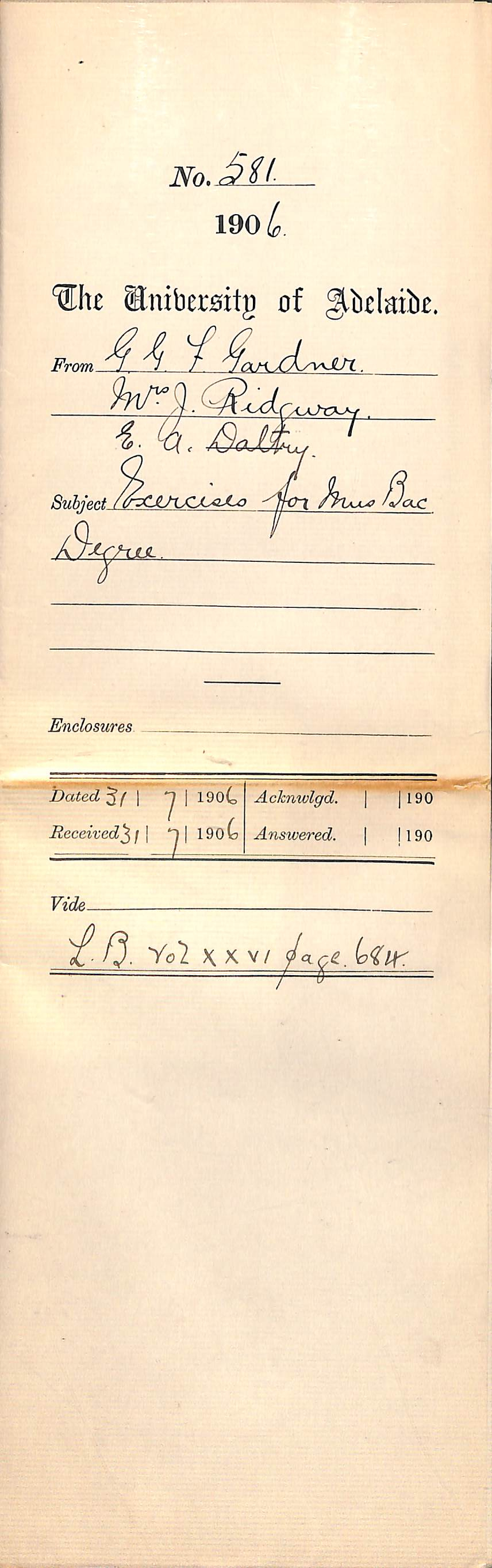 Exercises for Mus Bac Degree