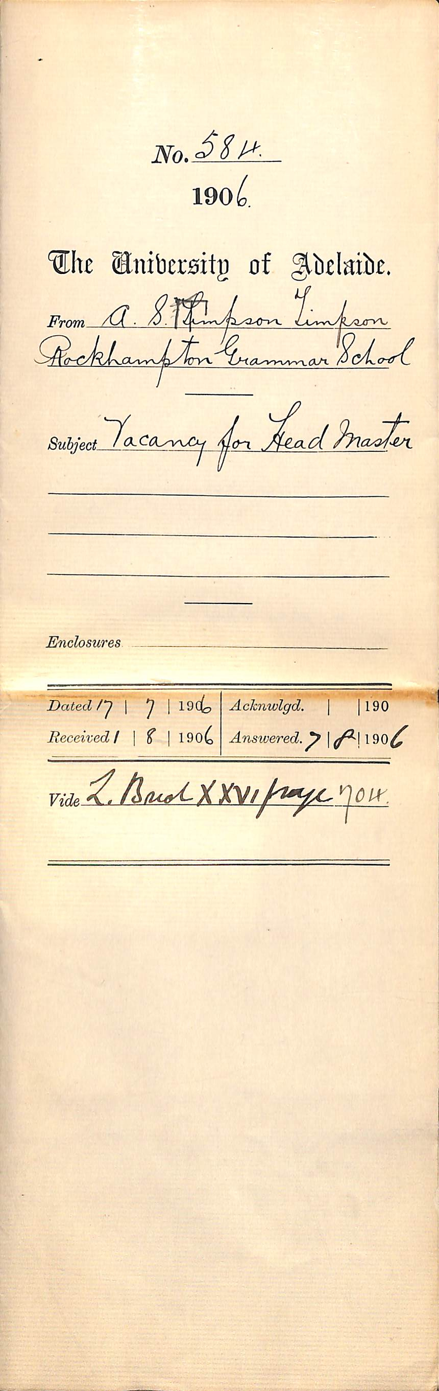 Vacancy for Head Master