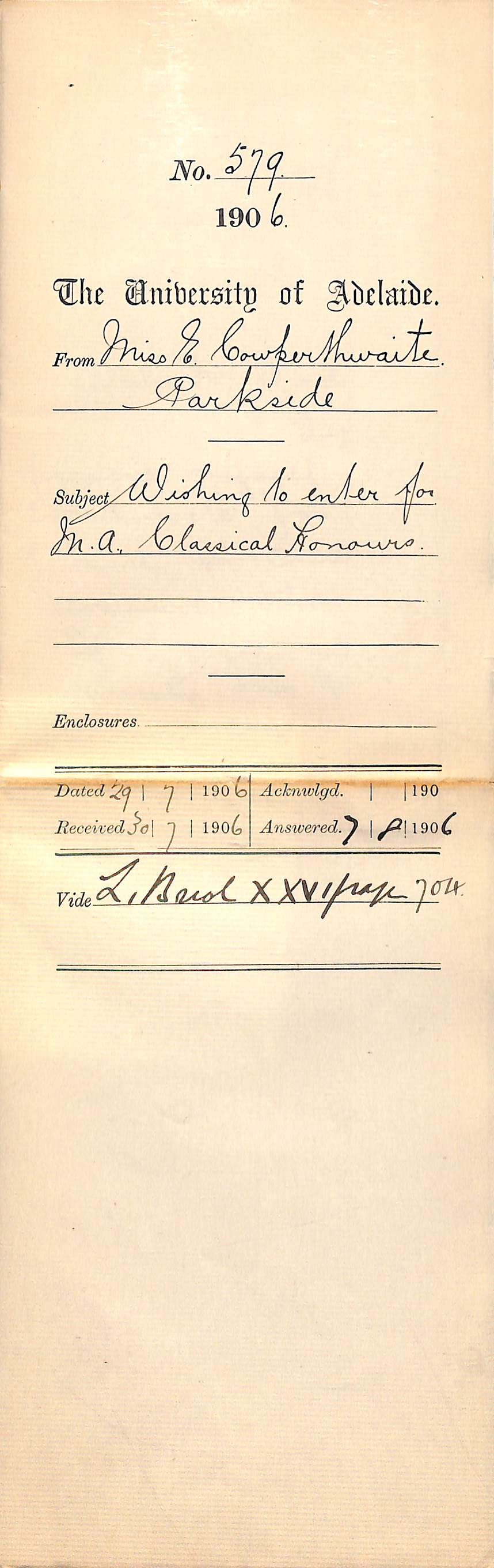 Wishing to enter for MA Classical Honours