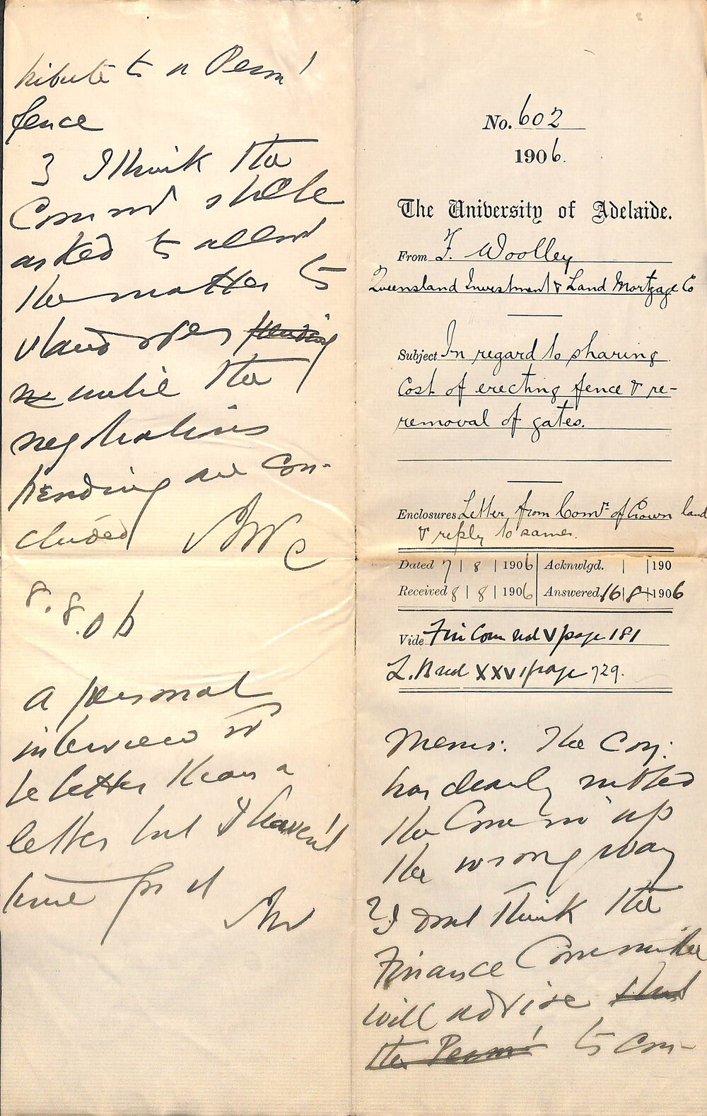 In regard to sharing Cost of erecting Fence and re removal of Gates