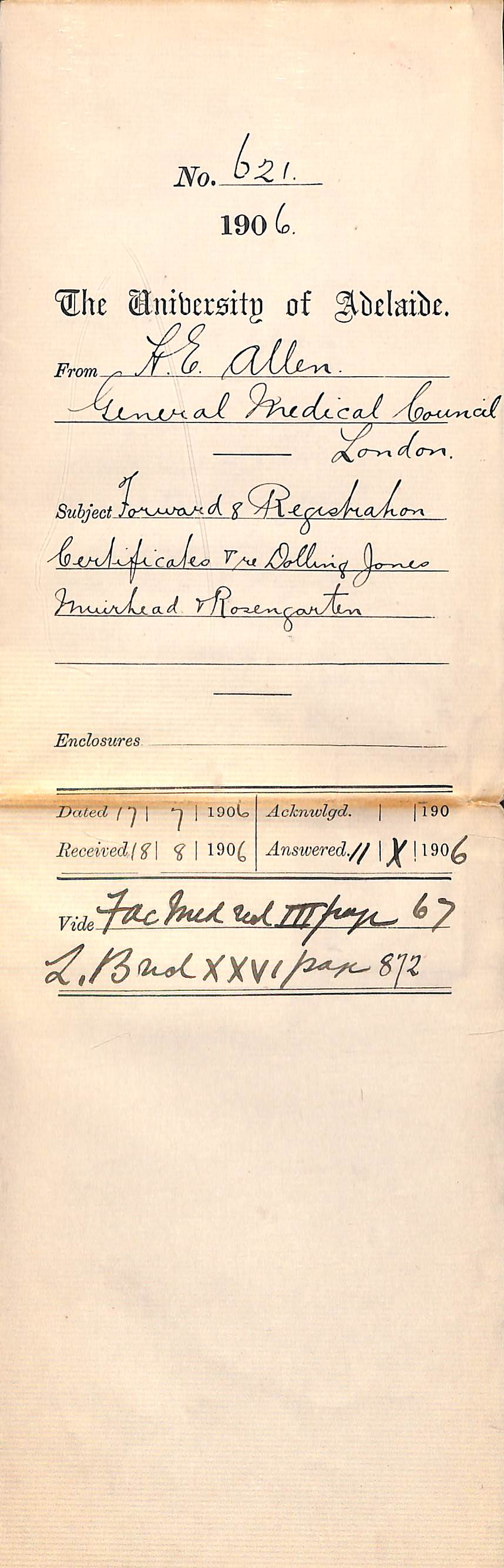 Forward 8 Regulation Certificates and re Dolling Jones Muirhead and Rosengarten