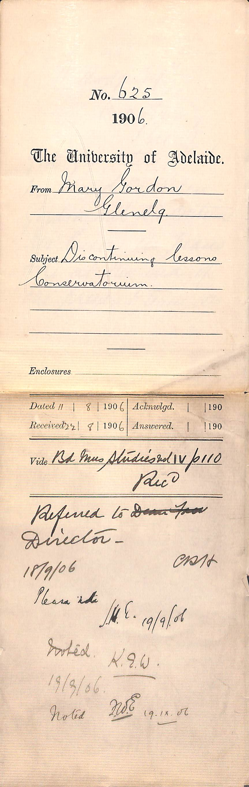 Discontinuing lessons Conservatorium - Gordon