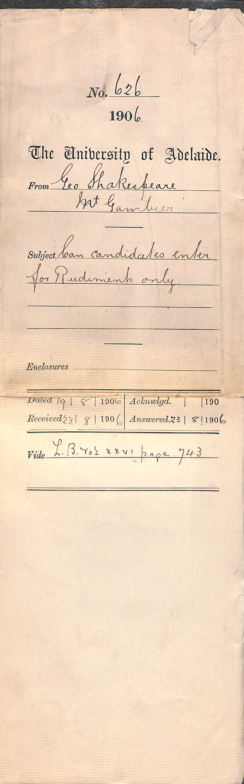 Can candidates enter for Rudiments only